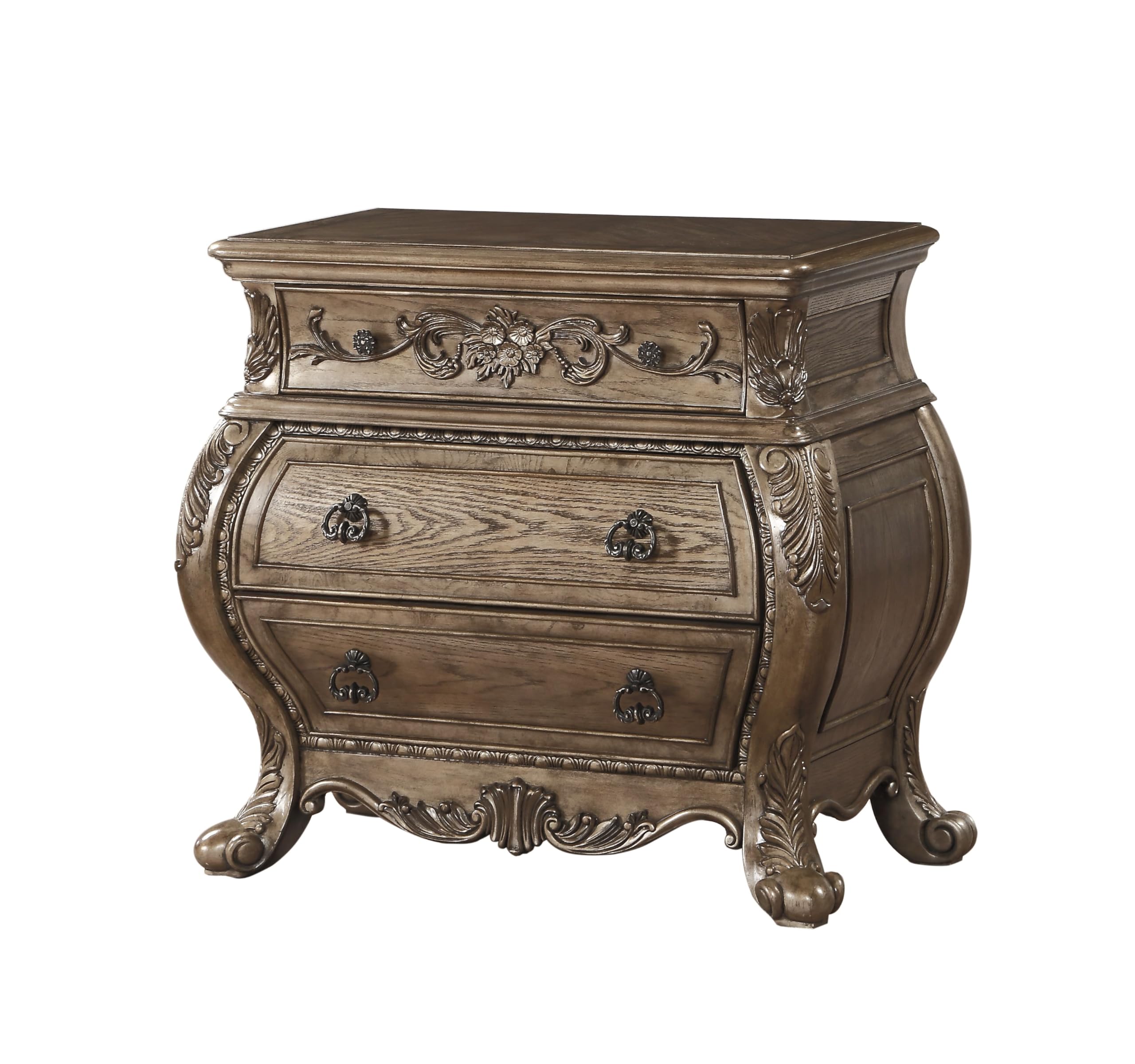 Acme Ragenardus Wood Nightstand with 3 Drawers in Vintage Oak